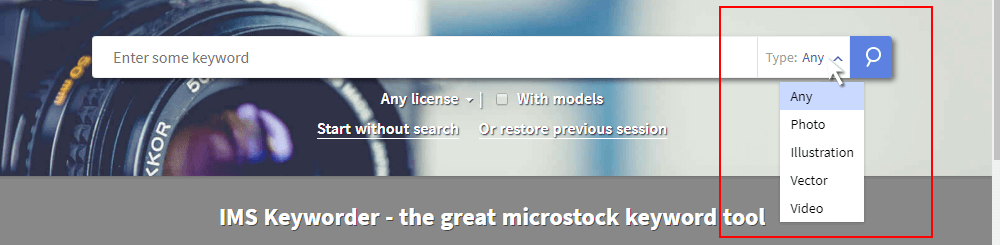 Imstocker advanced search: work type