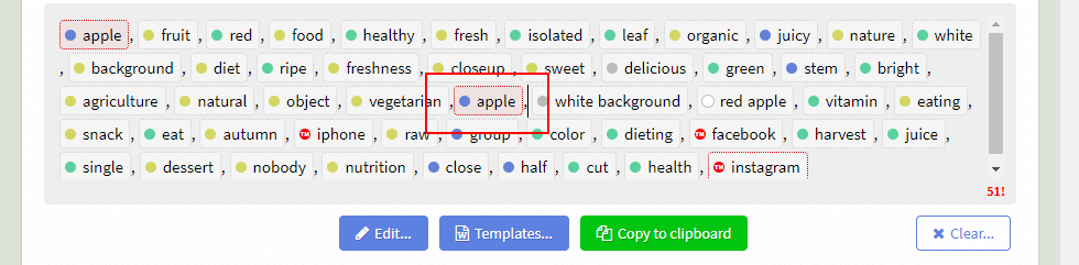 Highlighting of duplicating keywords