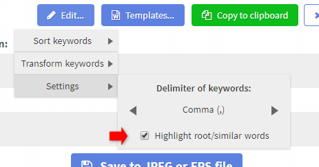 Disablig of root or similar words highlighting