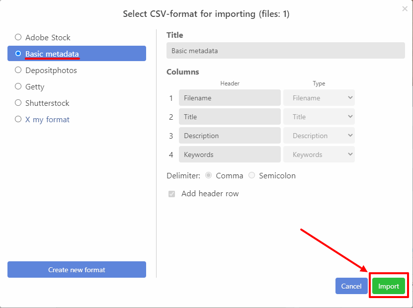 CSV-Import: confirm format